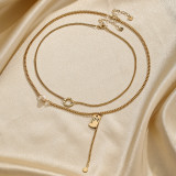 Collar chapado en oro de 14K con perlas de agua dulce con incrustaciones de cobre rectangulares de Color sólido circular de estilo vintage