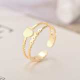 Anillo abierto chapado en acero de titanio y mariposa de moda, 1 pieza