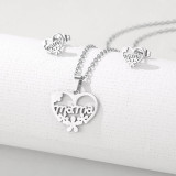Estilo simple Estilo clásico Cruz Forma de corazón Mariposa Acero inoxidable Ahueca hacia fuera el collar de los pendientes