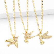 Collar plateado oro simple del Zircon del cobre 18K del pájaro del estilo de la moda linda en bulto