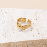 Anillo abierto chapado en oro de 18 quilates con revestimiento de acero inoxidable y luna infinita cruzada de estilo moderno