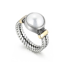Kalen Nuevos accesorios Fuentes de Amazon Europa y América Anillo de perlas de acero de titanio disponible para hombres y mujeres con textura retro creativa