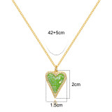 Collar colgante de Zircon chapado en oro de cobre con forma de corazón de estilo Simple dulce a granel