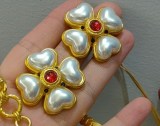 Collar de pendientes de cobre con forma de corazón para mujer