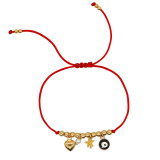 Pulseras de perlas hechas a mano de cobre con cuerda de aleación de ojo en forma de corazón y estrella informal