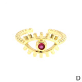 Anillo abierto chapado en oro con incrustaciones de cobre y ojo de estilo simple