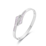 Brazalete de circón con incrustaciones de acero inoxidable de color sólido de estilo simple