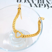 Venta al por mayor, pulseras chapadas en oro de 18 quilates de acero titanio con forma de corazón de estilo vintage de 1 pieza
