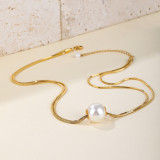 Collar con colgante chapado en oro de 18 quilates con revestimiento de platino de acero inoxidable redondo romántico para mujer