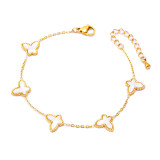 Pulseras retro de concha con incrustaciones de acero y titanio de mariposa