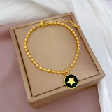 Moda Constelación Forma de corazón Flor Titanio Acero Incrustaciones Oro Zircon Pulseras 1 Pieza