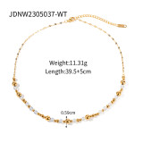 Collar de pulseras chapado en oro de 18 quilates con revestimiento de piedra lunar redondo informal de acero inoxidable estilo IG