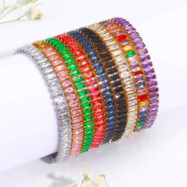 Pulseras de circón con incrustaciones de cobre y bloques de color dulce