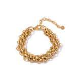 Pulseras De Acero Inoxidable Chapadas En Oro Geométricas De Moda