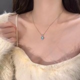 1 pieza de collar con colgante de circonita de piedra lunar con incrustaciones de cobre y gotas de agua de estilo Simple