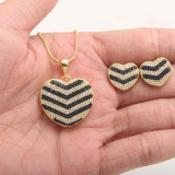 Conjunto de joyería chapado en oro con incrustaciones de cobre y forma de corazón cuadrado triangular estilo Simple estilo IG