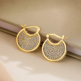 1 par de pendientes chapados en oro de 18 quilates con incrustaciones geométricas de circonita de cobre elegantes para mujer