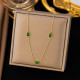 Collar de pulseras de circón con incrustaciones de acero de titanio rectangular elegante