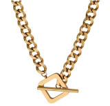 Collar de acero de titanio simple a la moda, cadena de clavícula chapada en oro de 18 quilates