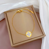 Moda Constelación Forma de corazón Flor Titanio Acero Incrustaciones Oro Zircon Pulseras 1 Pieza