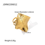 Anillos abiertos chapados en oro de 18 quilates con revestimiento de acero inoxidable geométrico informal estilo IG