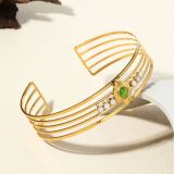 Pulseras de anillos chapadas en oro turquesa con incrustaciones de acero de titanio de color sólido de estilo simple