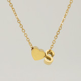 Collar de cobre con forma de corazón y letras de estilo simple, collares de cobre chapados