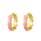 1 par de clips de oreja esmaltados de cobre con forma de corazón dulce