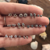 Moda estrella Luna piedras preciosas artificiales aleación chapado en cobre incrustaciones de diamantes de imitación Shell circón pendientes 1 Juego