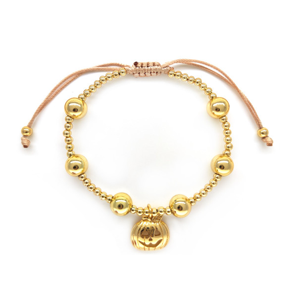 Pulseras informales de tejido de cobre con calavera de calabaza