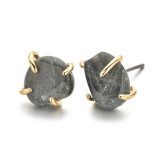 Pendientes de cobre con forma geométrica de piedra Natural, aretes de latón, 1 par