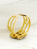 Anillo abierto de diamantes de imitación chapados en oro de acero inoxidable con mariposa Glam de estilo nórdico a granel