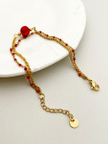 Casual viaje redondo de acero inoxidable perla artificial turquesa con cuentas pulido chapado en oro pulseras