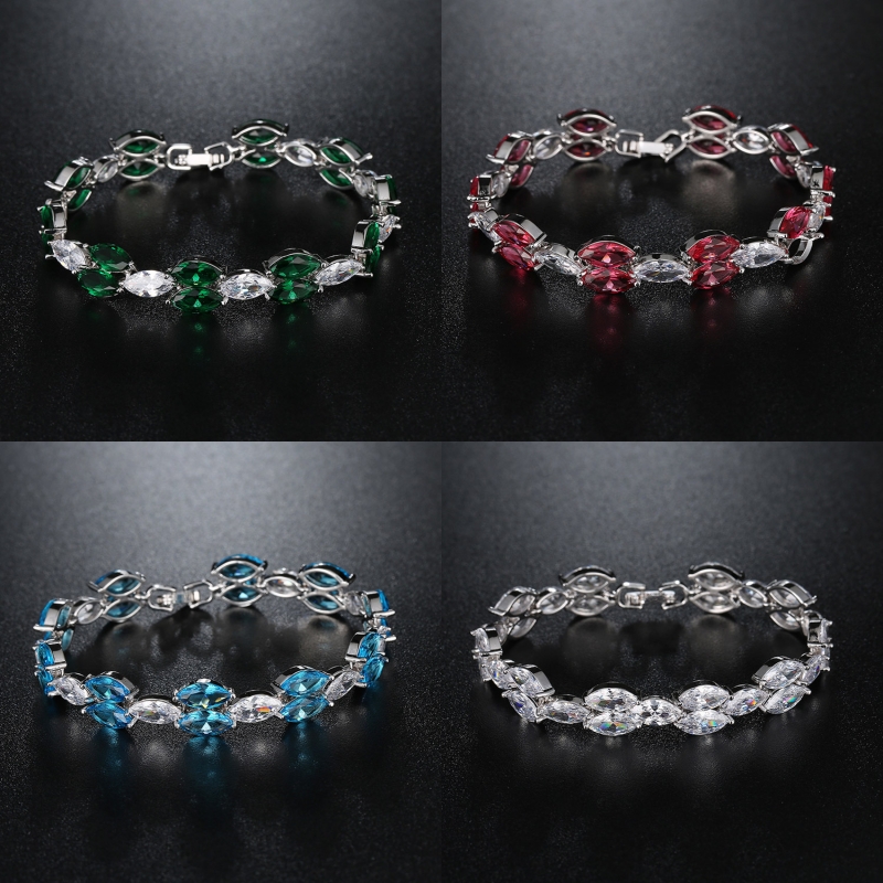 Pulseras de circón con incrustaciones de cobre chapado en hoja brillante de estilo simple
