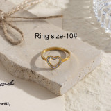 Anillos de diamantes de imitación chapados en oro de 18 quilates de acero inoxidable con forma de corazón y ondas geométricas informales a granel