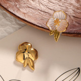 1 par de pendientes elegantes de circonita de cobre con incrustaciones de flores para mujer