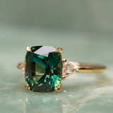 Anillos de piedras preciosas artificiales con incrustaciones de cobre cuadrados retro