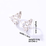 1 par de pendientes chapados en oro blanco con incrustaciones de cobre y circonita redonda brillante y dulce informal
