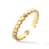 El chapado en cobre de la forma del corazón del estilo simple dulce ahueca hacia fuera los anillos abiertos plateados oro 18K del Zircon del embutido