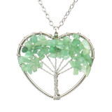 Collar con colgante hueco con cuentas de cobre y cristal Artificial, forma de corazón de árbol de moda, 1 pieza