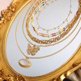 Collar de pulseras chapadas en oro de 18 quilates con revestimiento de acero de titanio y mariposa geométrica para viajes de vacaciones de estilo barroco