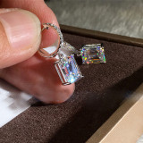 Pendientes Colgantes De Circón Con Incrustaciones De Cobre Cuadrados De Moda, 1 Par