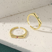 Anillos de circón con incrustaciones de cobre redondos de estilo simple
