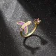 Anillo abierto con circonita y chapado en cobre, 1 pieza