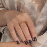 Anillo de acero inoxidable con forma de cadena plateada dorada ovalada de moda simple