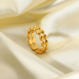 Anillo de acero inoxidable de oro de 18 quilates, anillo abierto de guisantes ovalados dobles, anillo de moda, embalaje independiente