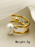 Anillos de perlas artificiales chapados en oro redondos de acero inoxidable de estilo moderno a granel