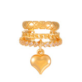 Pendientes de diamantes artificiales chapados en cobre con forma de corazón cruzado a la moda, 1 par