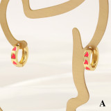 1 par de pendientes de aro chapados en oro de 18 quilates con forma de corazón y pentagrama de estilo Retro y esmaltado