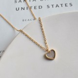 Collar con colgante de circón con incrustaciones de acero y titanio, mariposa, forma de corazón, letras a la moda, 1 pieza